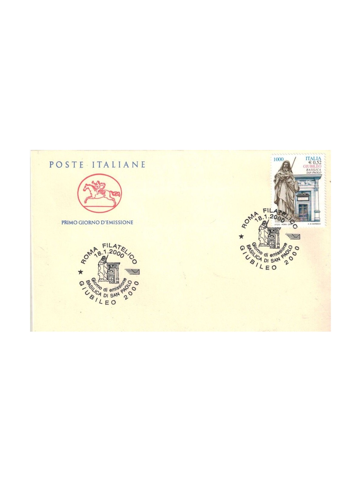 ITALY 2000 FDC (Cavallino) Basilica of St. Paul