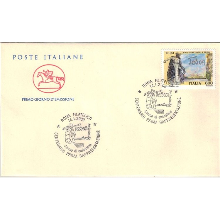 ITALIA 2000 FDC (Cavallino) Centenario della Tosca