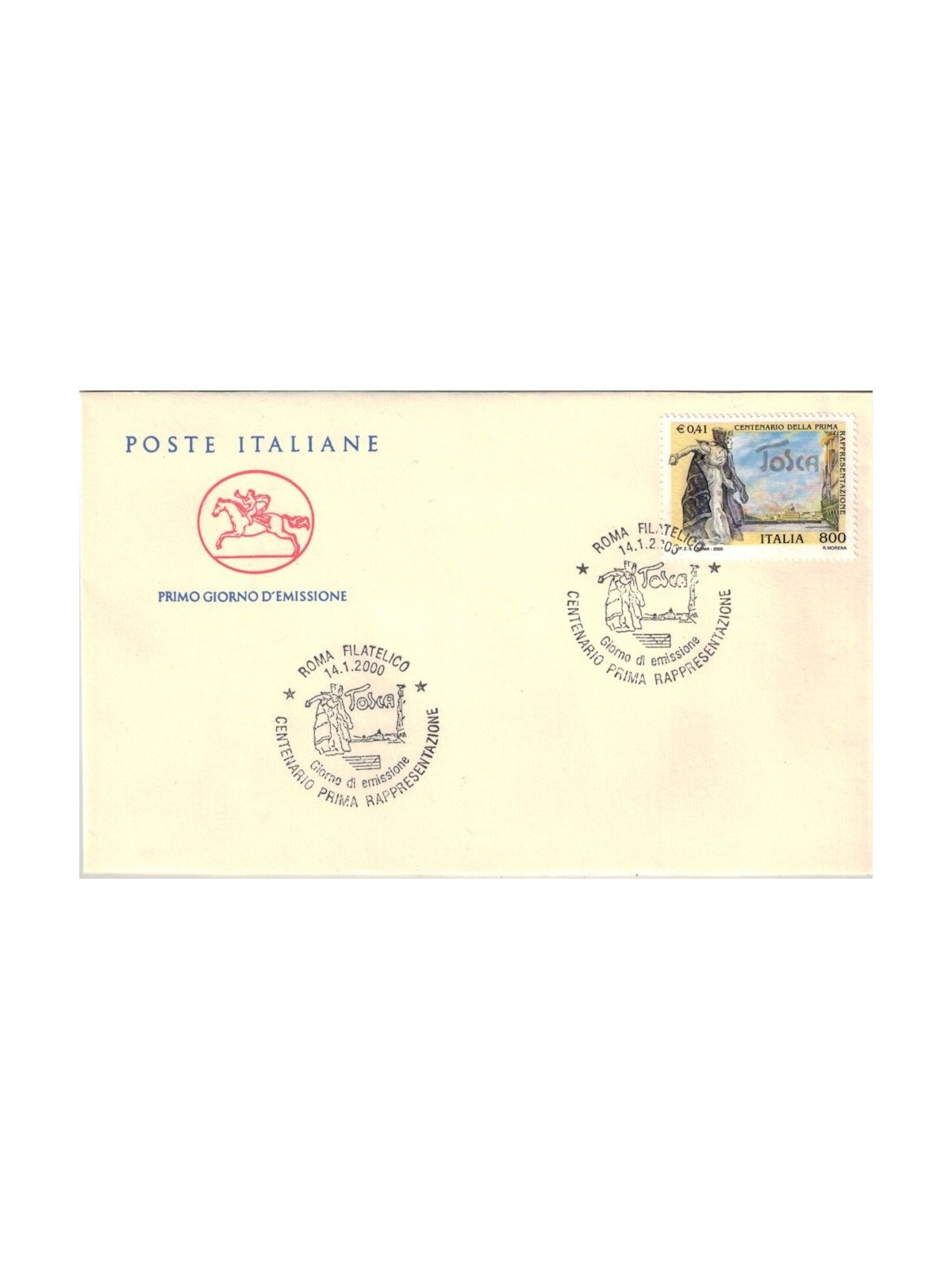 ITALY 2000 FDC (Cavallino) Centenary of Tosca