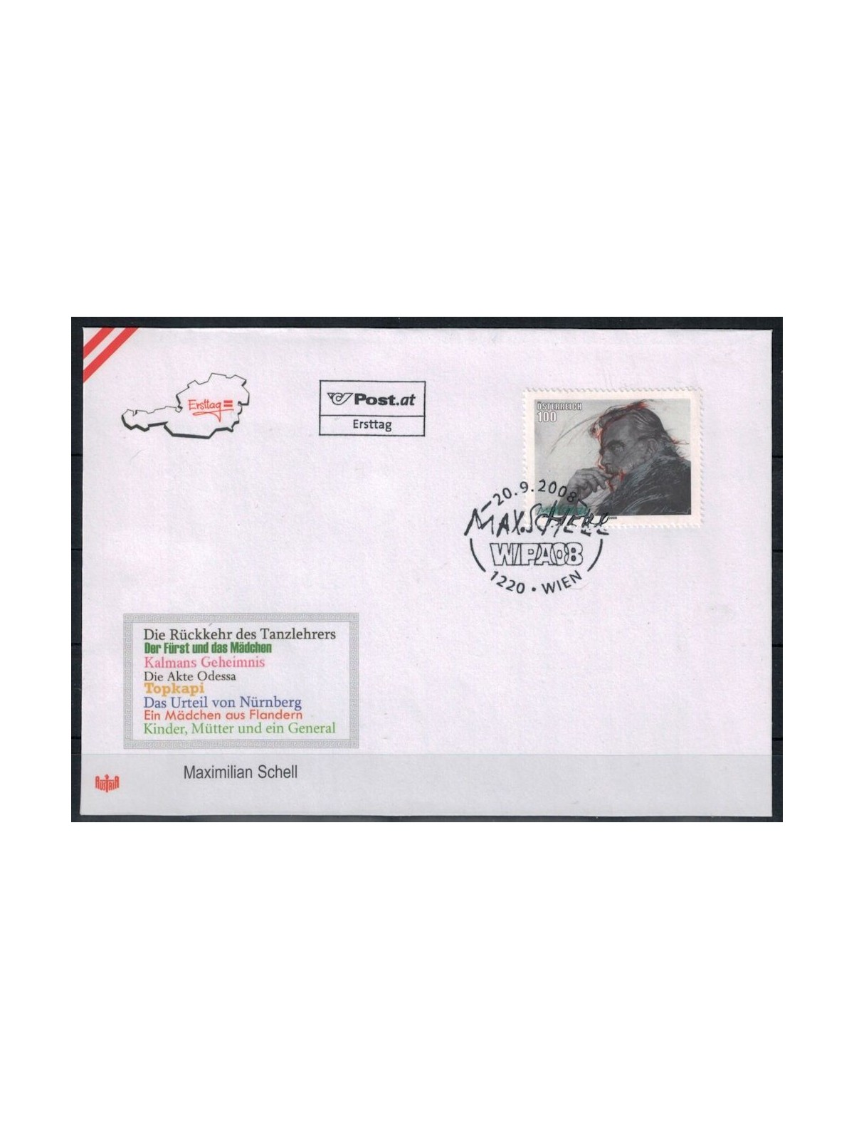 FDC AUSTRIA 2008 Maximilian Schell (2)