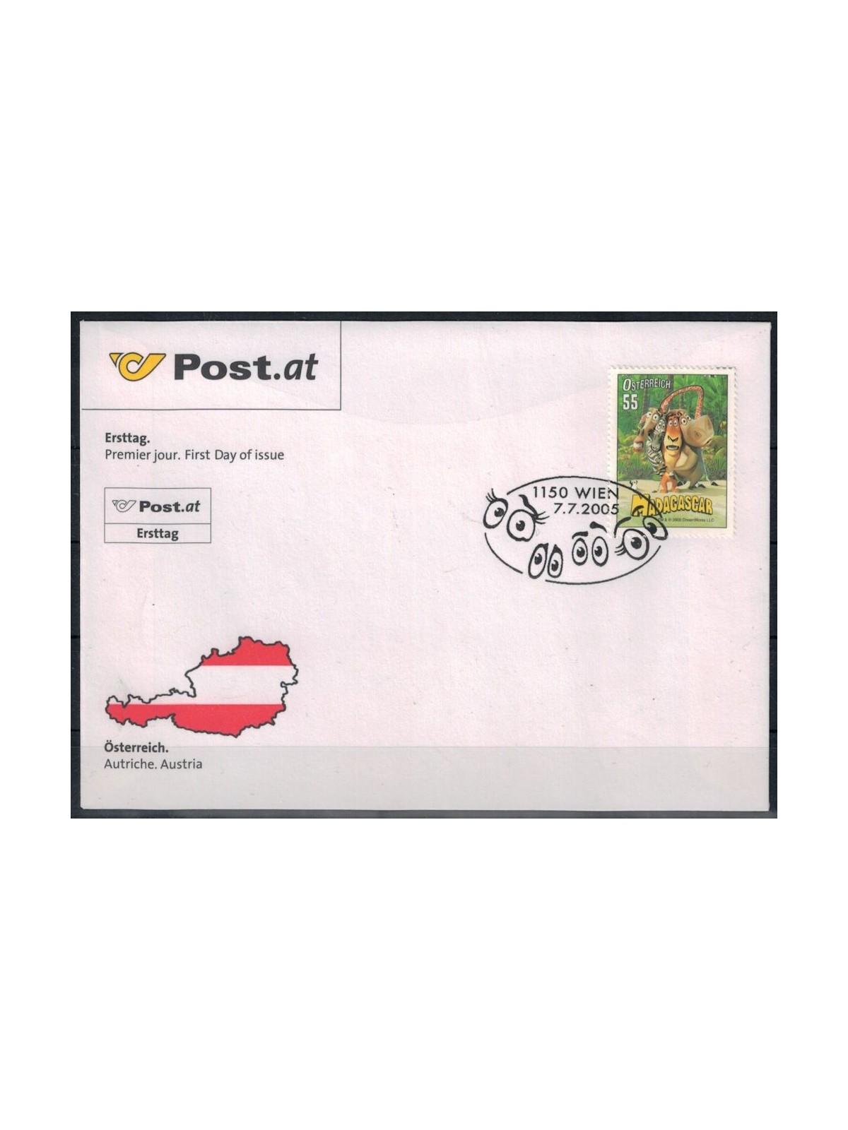 FDC AUSTRIA 2005 Madagascar, animated film