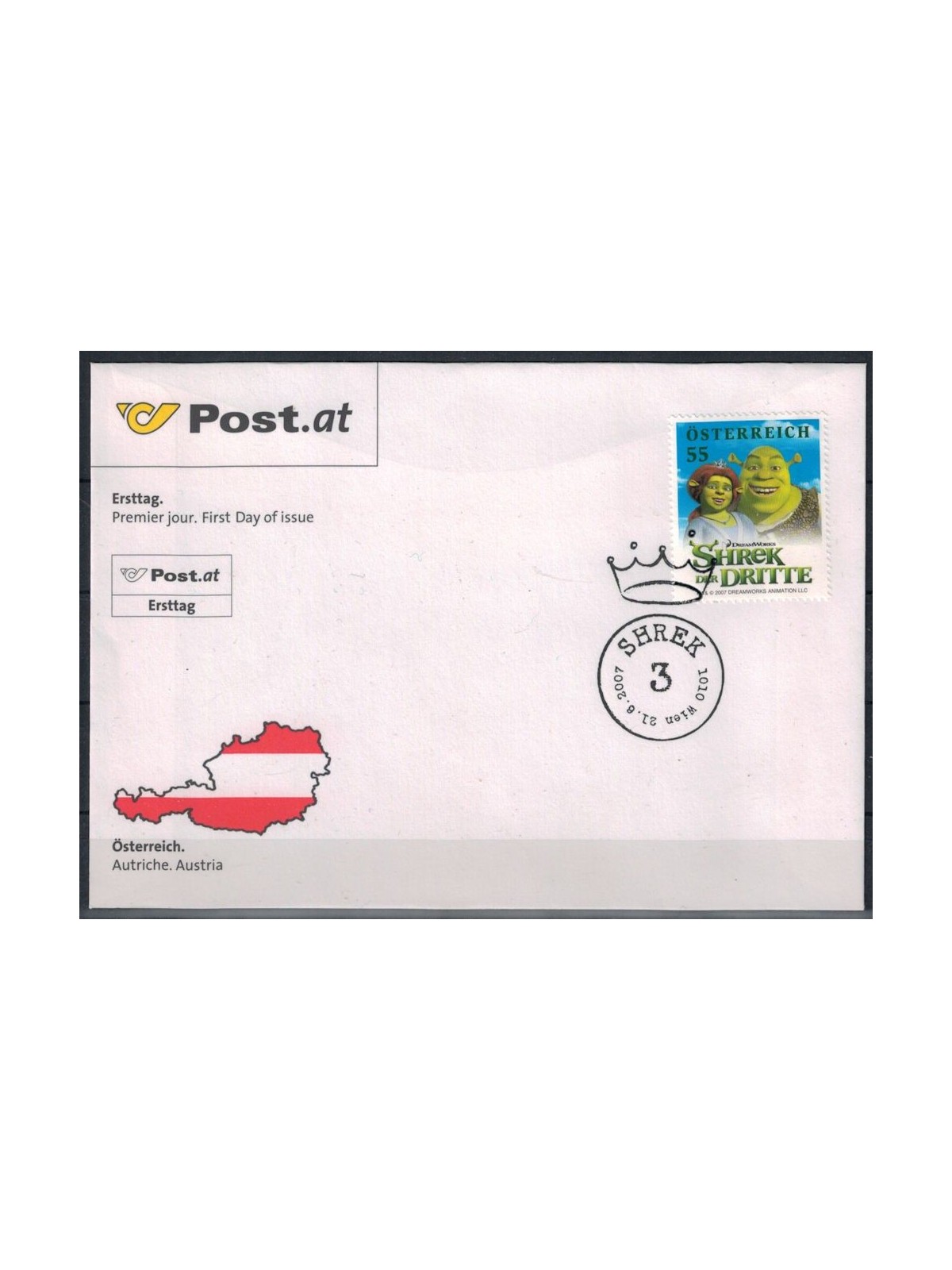 FDC AUSTRIA 2007 Shrek 3, animated film