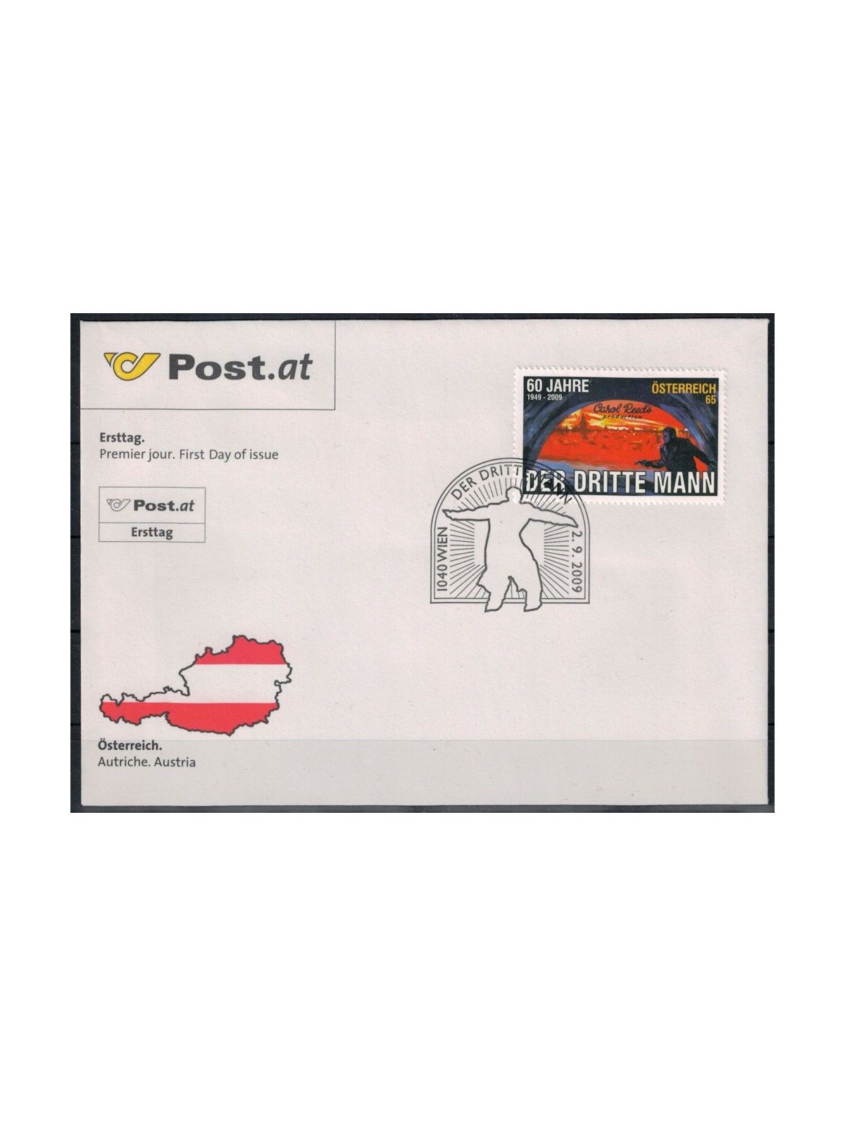FDC AUSTRIA 2009 Der Dritte Mann