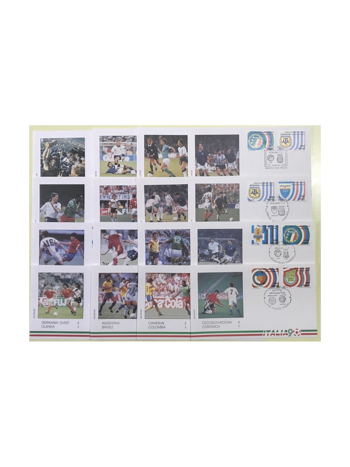 ITALY 1990 FDC Football World Cup 16 Envelopes GEOSPORT