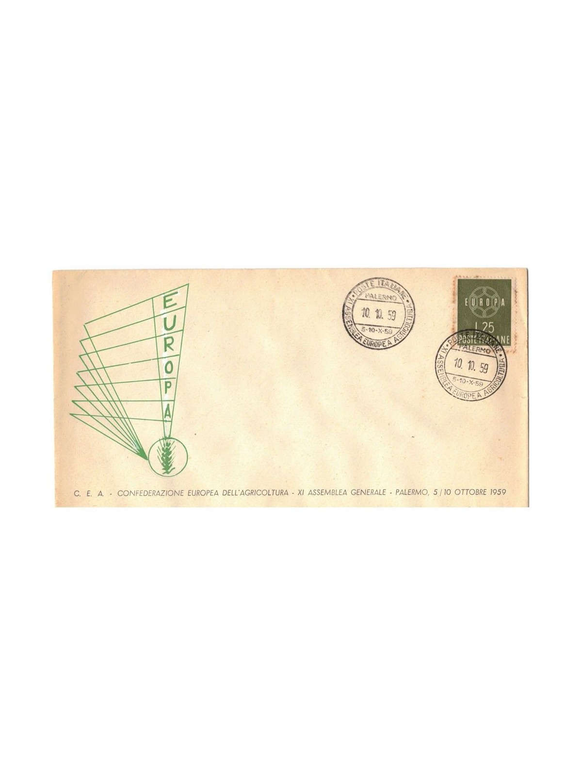 VATICANO 1959 FDC Confederazione Europea dell'Agricoltura