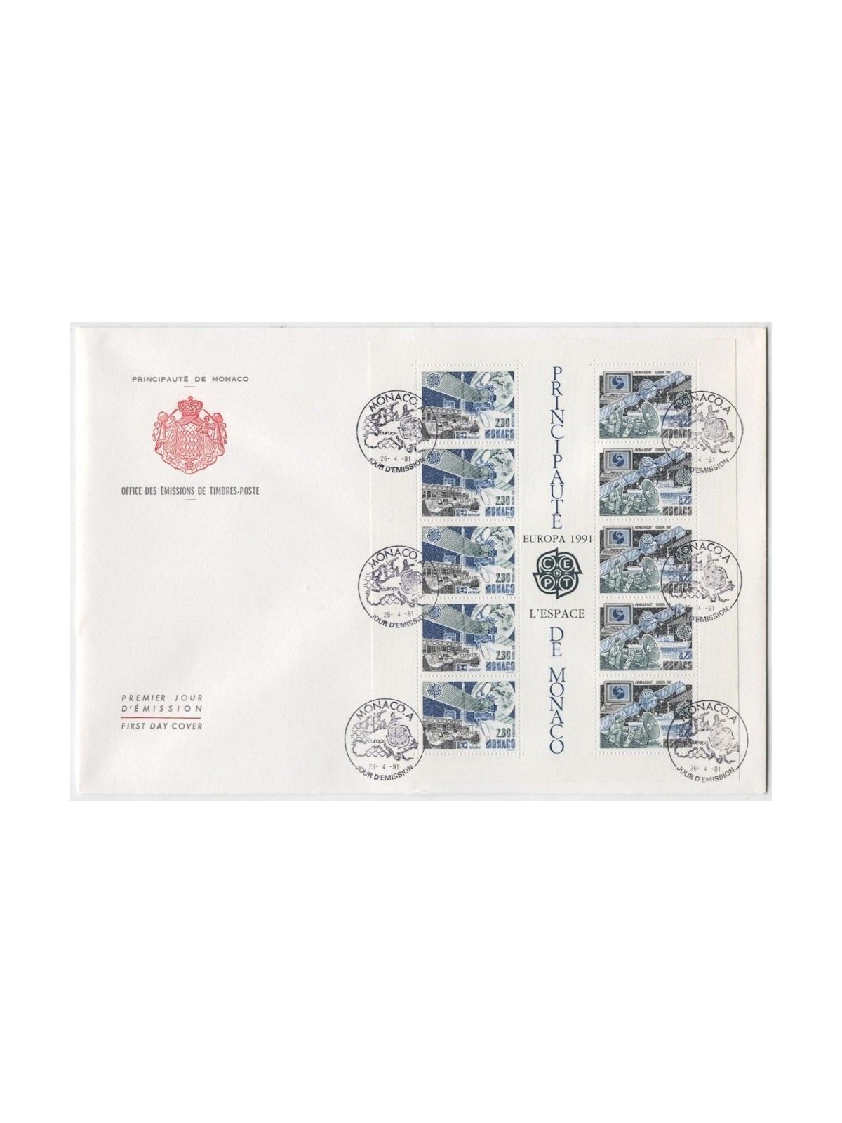 FDC MONACO 1991 Europe 1 envelope nv