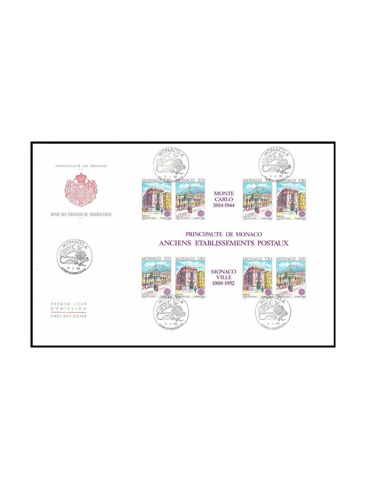 FDC MONACO 1990 Europe 1 envelope nv