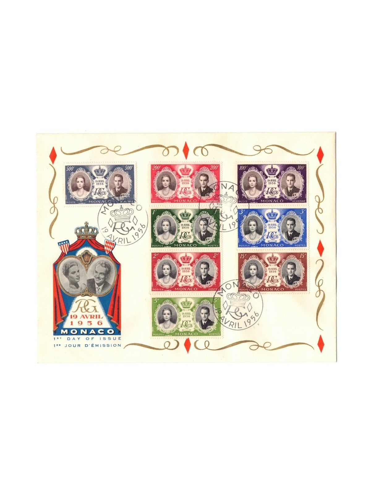 FDC MONACO 1956 Royal Wedding 1 envelope nv