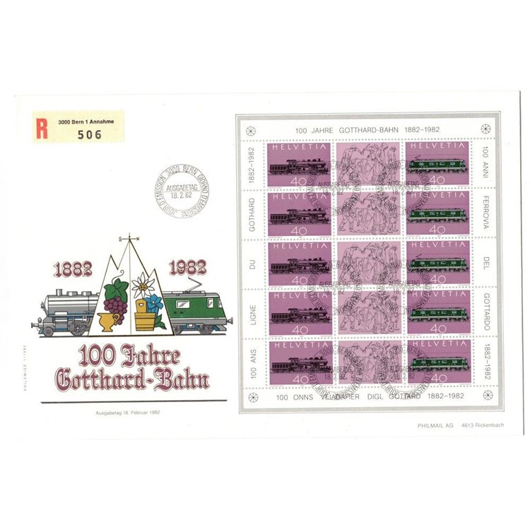 FDC SVIZZERA 1982 Ferrovia del Gottardo (MF) 1 busta nv
