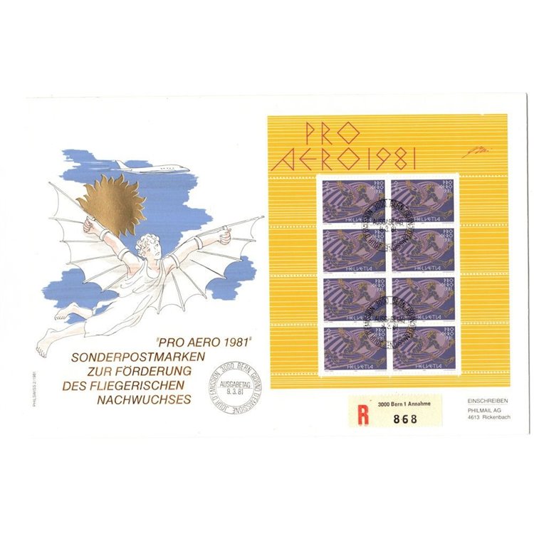 FDC SVIZZERA 1981 Pro Aero (MF) 1 busta nv