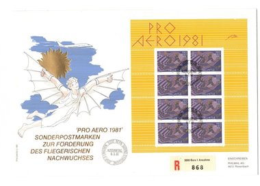 FDC SVIZZERA 1981 Pro Aero (MF) 1 busta nv