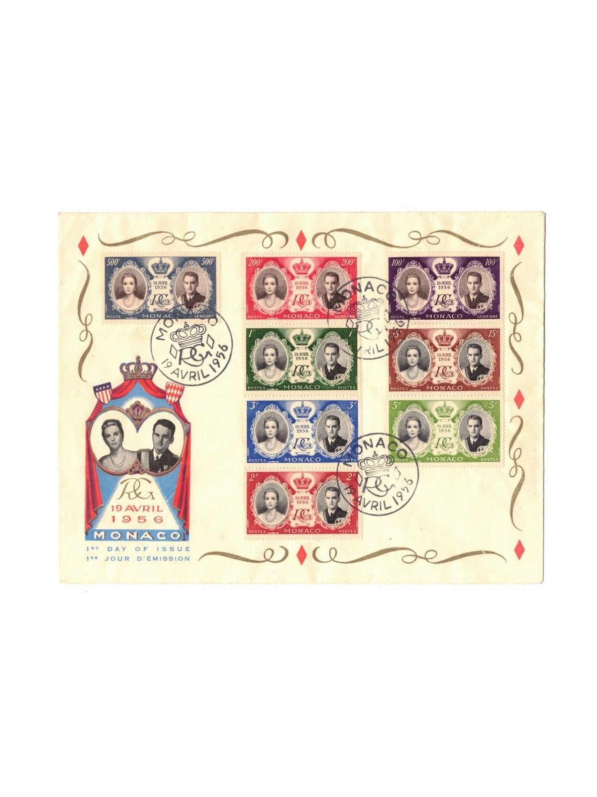 FDC MONACO 1956 Matrimonio Reale 1 busta nv (2)