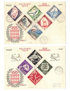 FDC MONACO 1953 Giochi Olimpici di Helsinki 2 buste nv