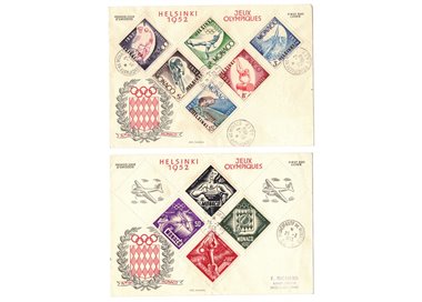 FDC MONACO 1953 Giochi Olimpici di Helsinki 2 buste nv