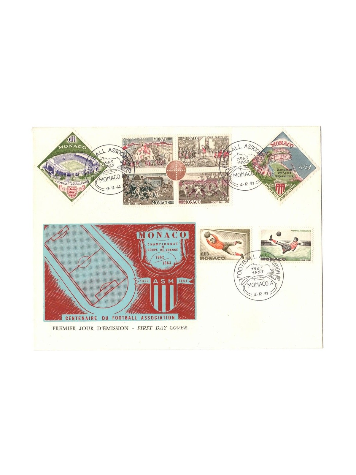 FDC MONACO 1963 Football Association 1 busta nv