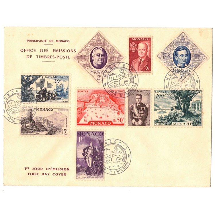 FDC MONACO 1956 New York Exhibition (FIPEX) 1 cover nv