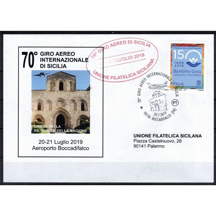 ITALIA 2019 Busta 70° Giro Aereo Internazionale di Sicilia