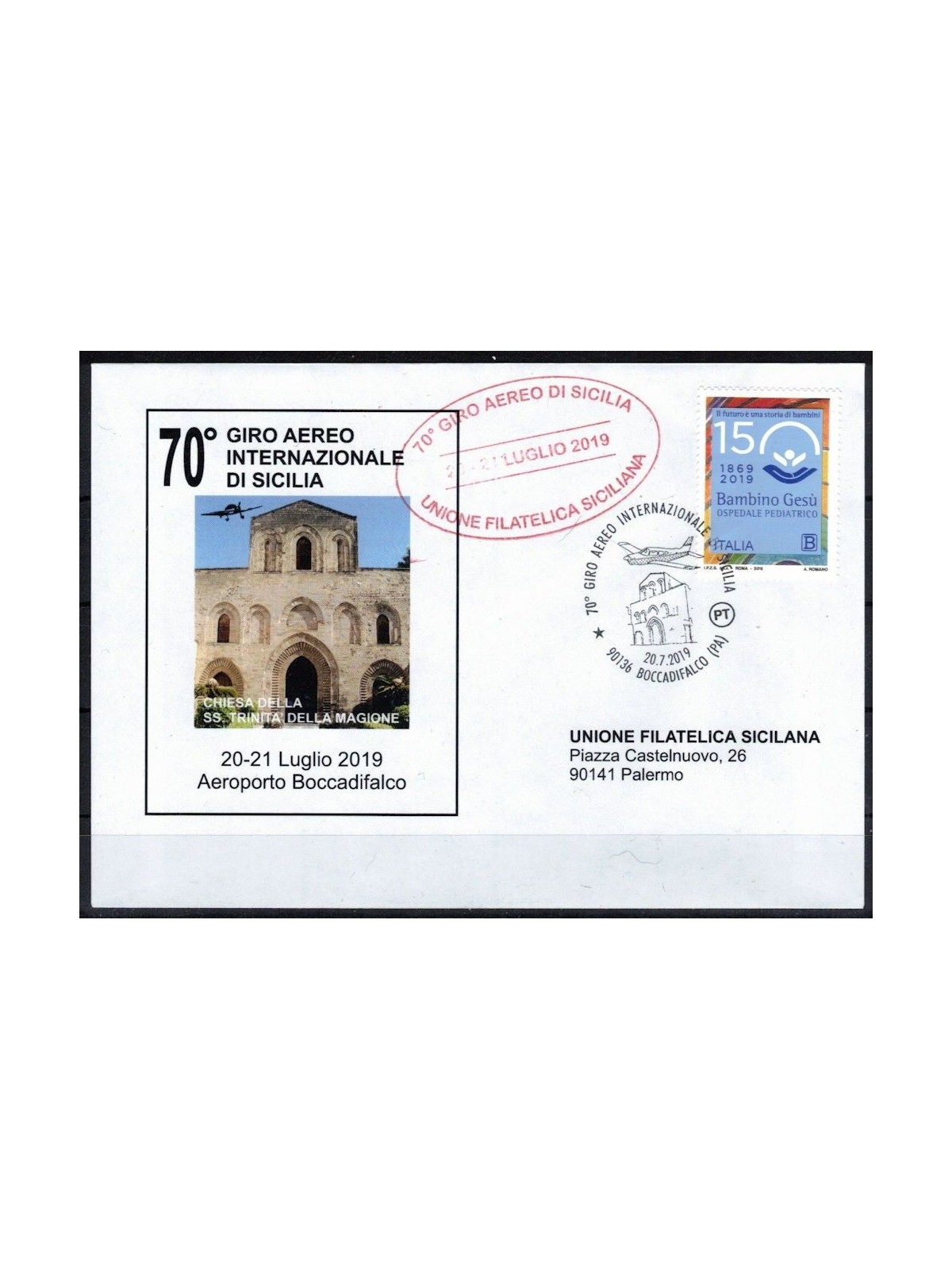 ITALY 2019 Envelope 70th International Air Tour of Sicily