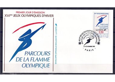 FDC FRANCE 1991 Olympic Games in Albertville (Olympic Flame)