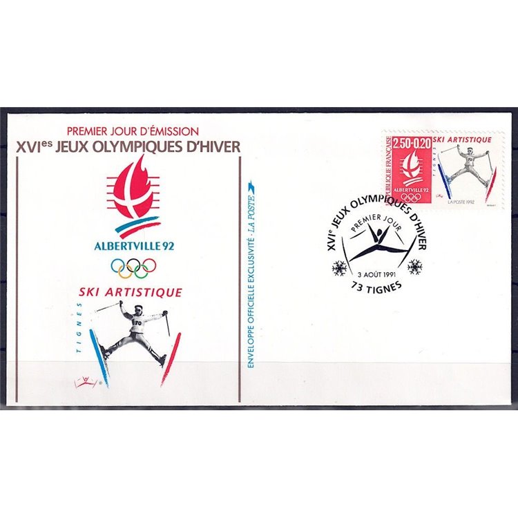 FDC FRANCIA 1991 Giochi Olimpici di Albertville (Sci acrobatico)