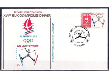 FDC FRANCIA 1991 Giochi Olimpici di Albertville (Sci acrobatico)