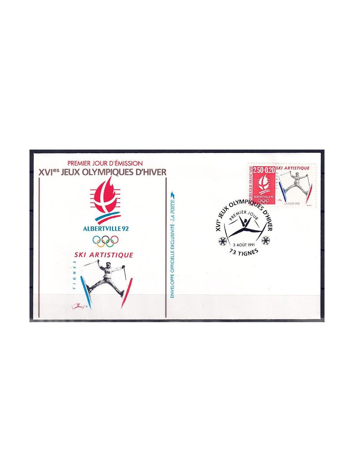 FDC FRANCIA 1991 Giochi Olimpici di Albertville (Sci acrobatico)
