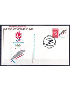 FDC FRANCIA 1990 Giochi Olimpici di Albertville (Salto con gli sci)