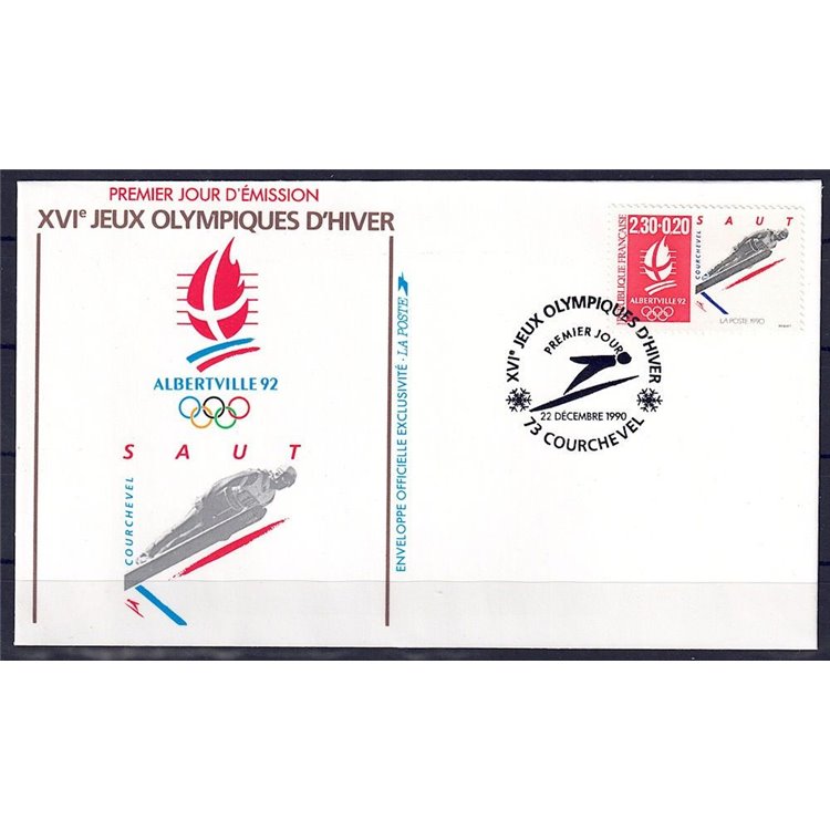 FDC FRANCIA 1990 Giochi Olimpici di Albertville (Salto con gli sci)