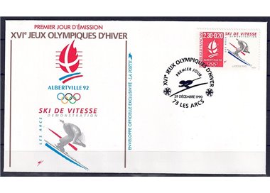 FDC FRANCE 1990 Olympic Games in Albertville (Speed Skiing)