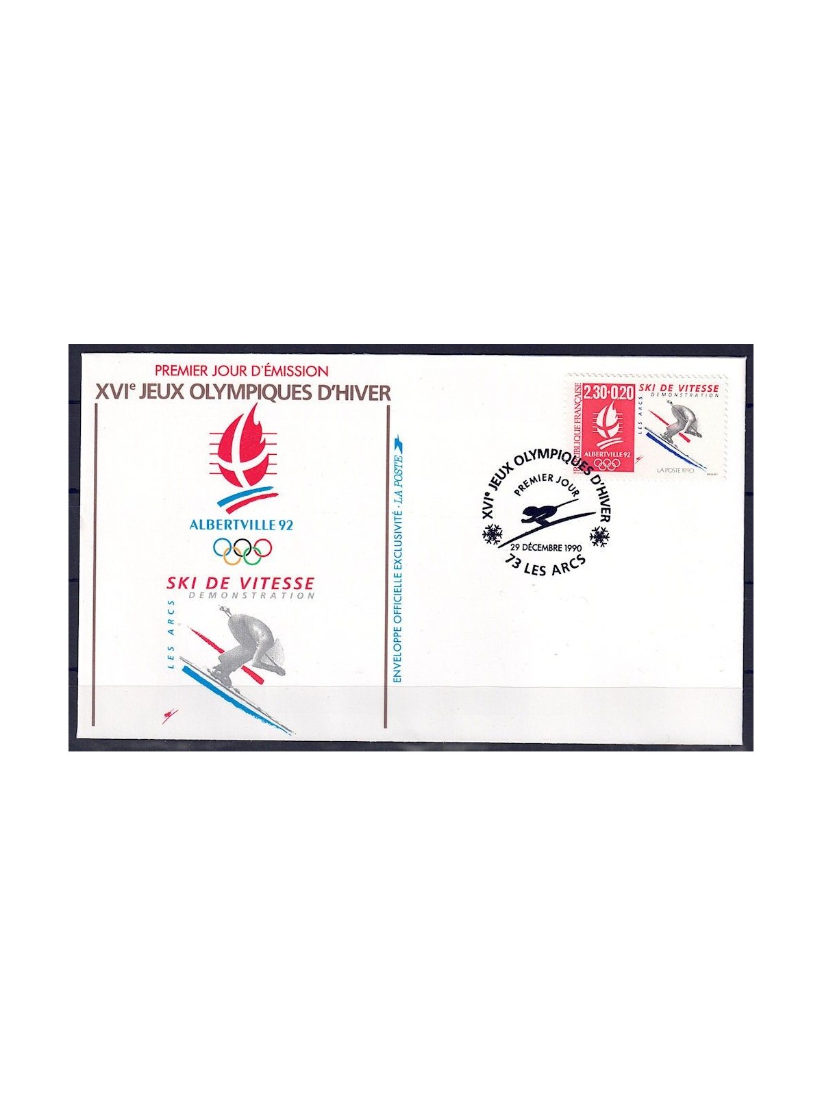 FDC FRANCE 1990 Olympic Games in Albertville (Speed Skiing)