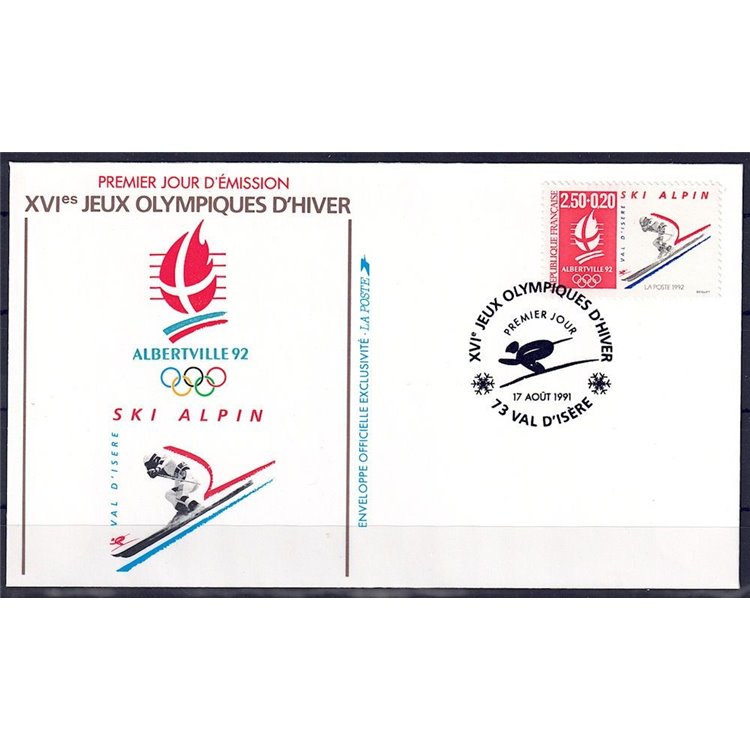 FDC FRANCE 1991 Olympic Games in Albertville (Alpine Skiing)