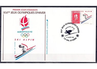 FDC FRANCE 1991 Olympic Games in Albertville (Alpine Skiing)