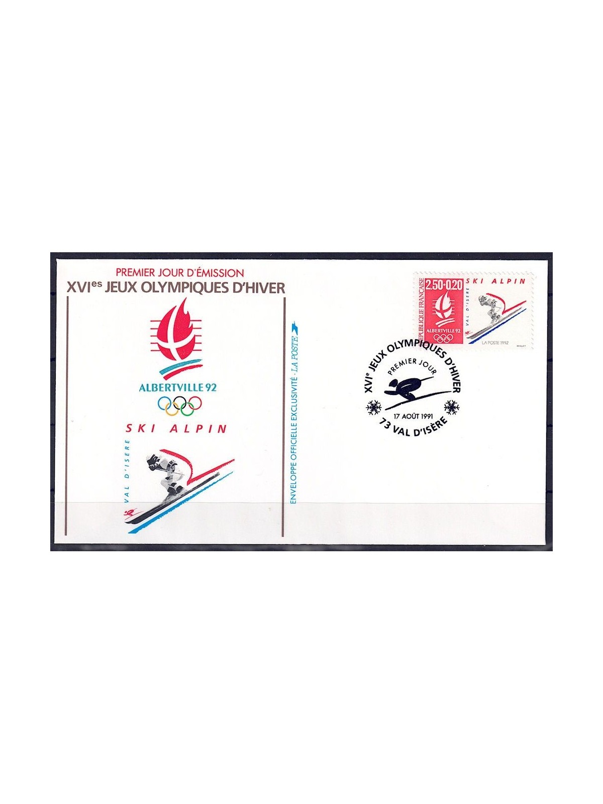 FDC FRANCIA 1991 Giochi Olimpici di Albertville (Sci alpino)