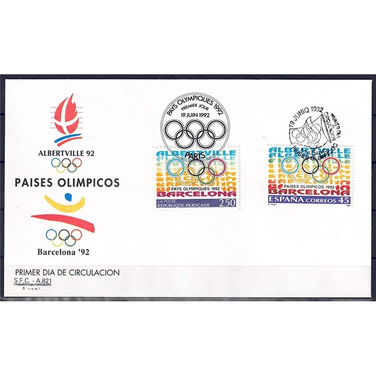 FDC SPAIN 1992 Olympic Countries (Albertville and Barcelona)