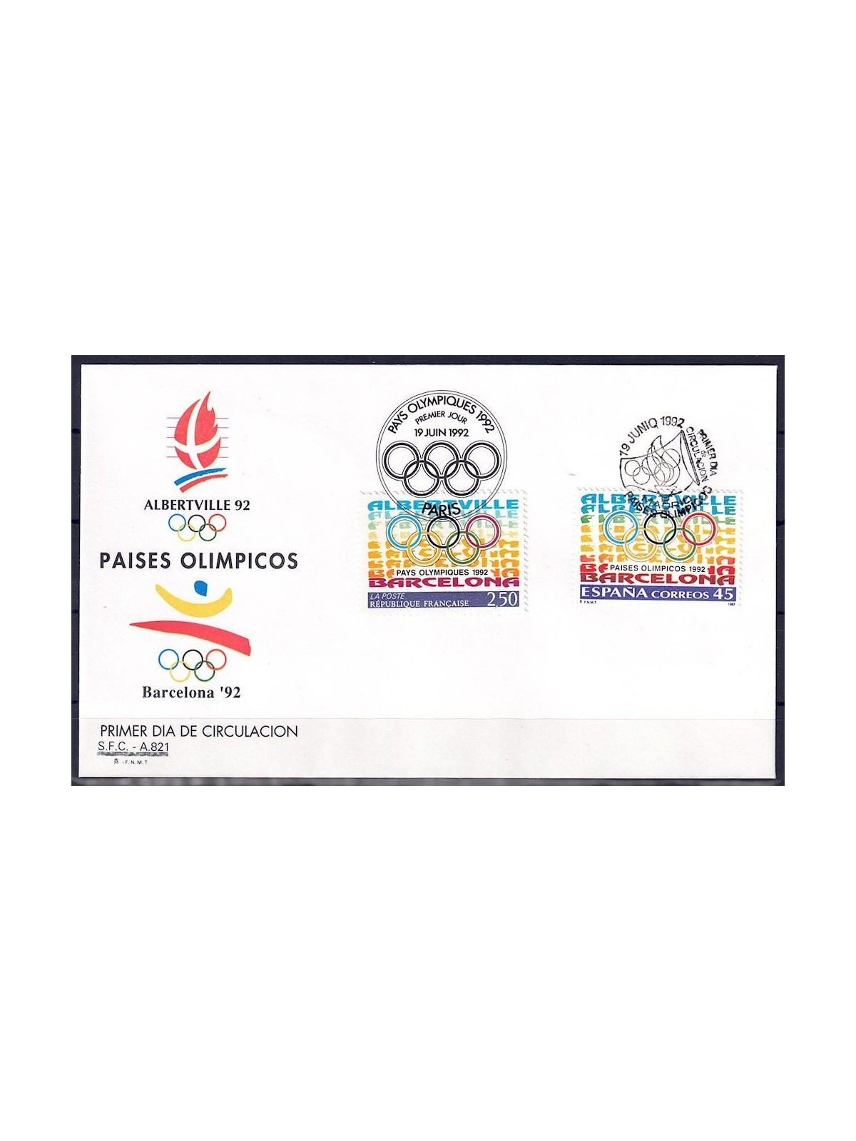 FDC SPAIN 1992 Olympic Countries (Albertville and Barcelona)