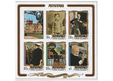 AITUTAKI 1974 Centenario Winston Churchill BF MNH**
