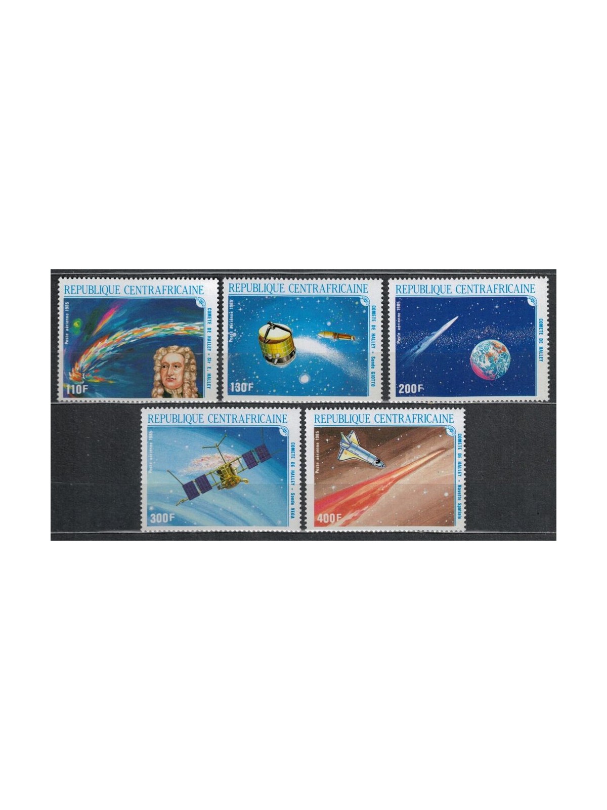 CENTRAL AFRICA 1986 Halley's Comet 5v MNH**