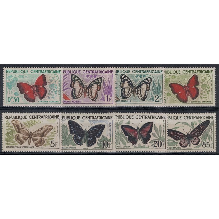 AFRICA CENTRALE 1960-61 Fauna, farfalle 8v MNH**