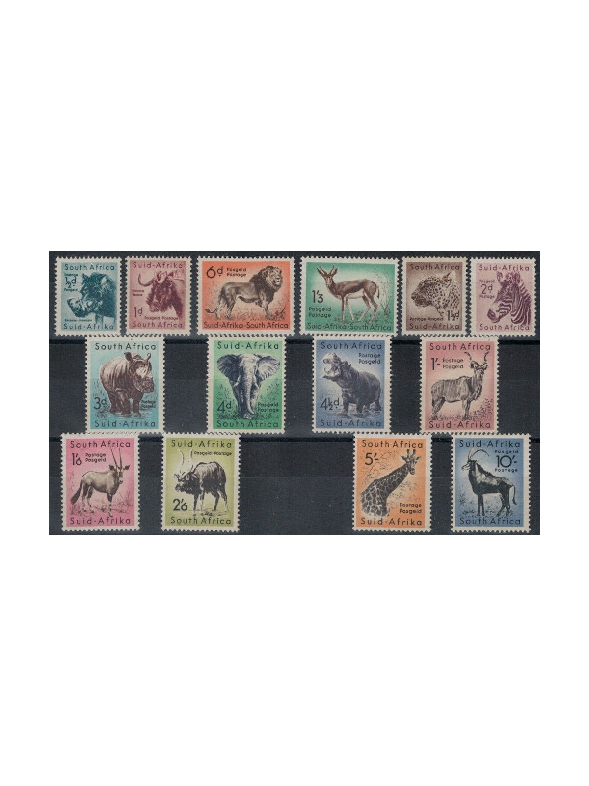 AFRICA DEL SUD 1954 Serie ordinaria, animali 14v MH*