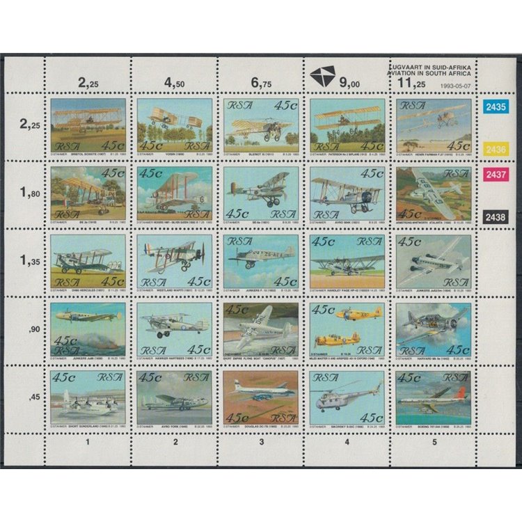 SOUTH AFRICA 1993 Aircraft 25v MNH**