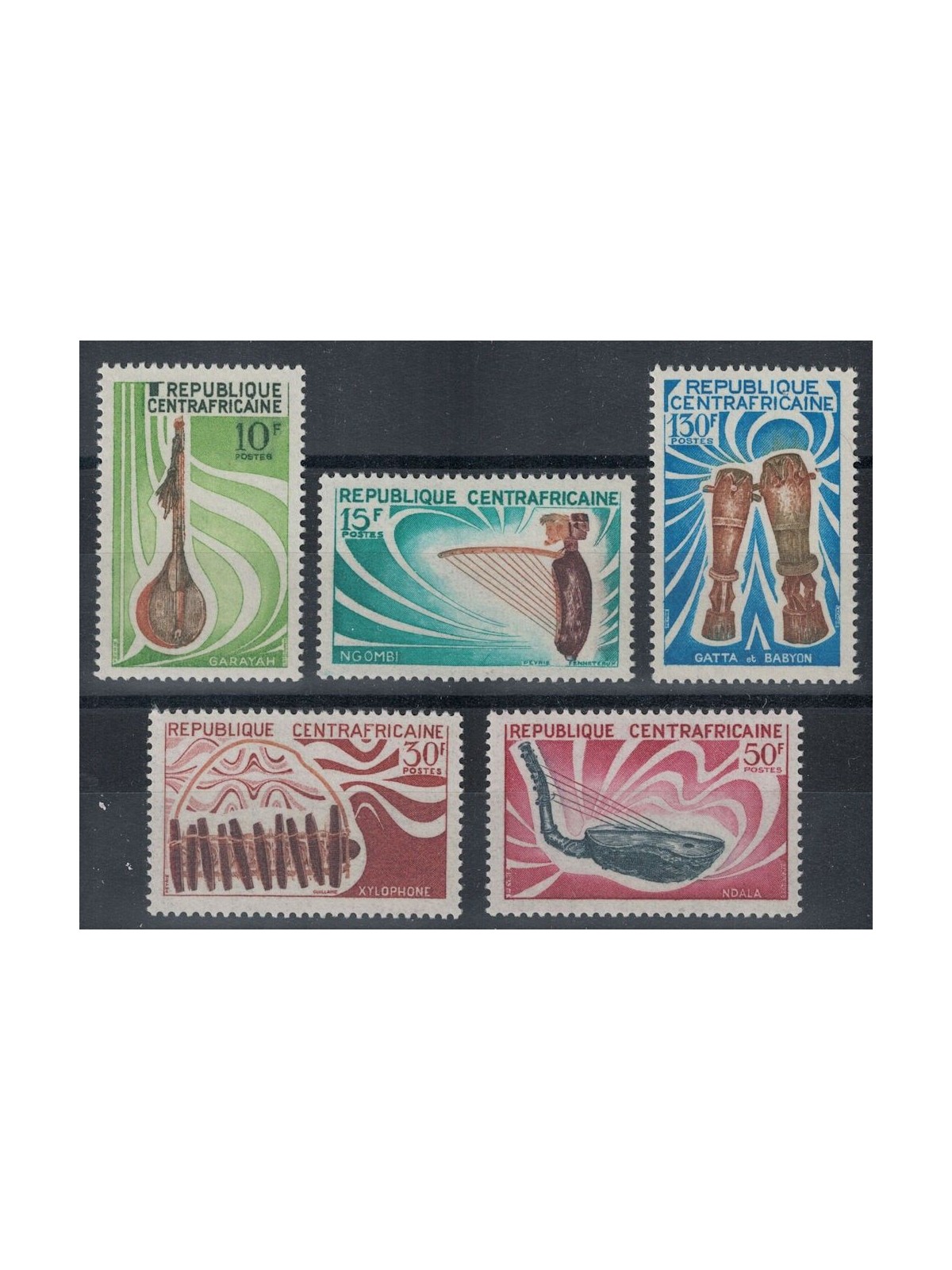 CENTRAL AFRICA 1970 Musical instruments 5v MNH**
