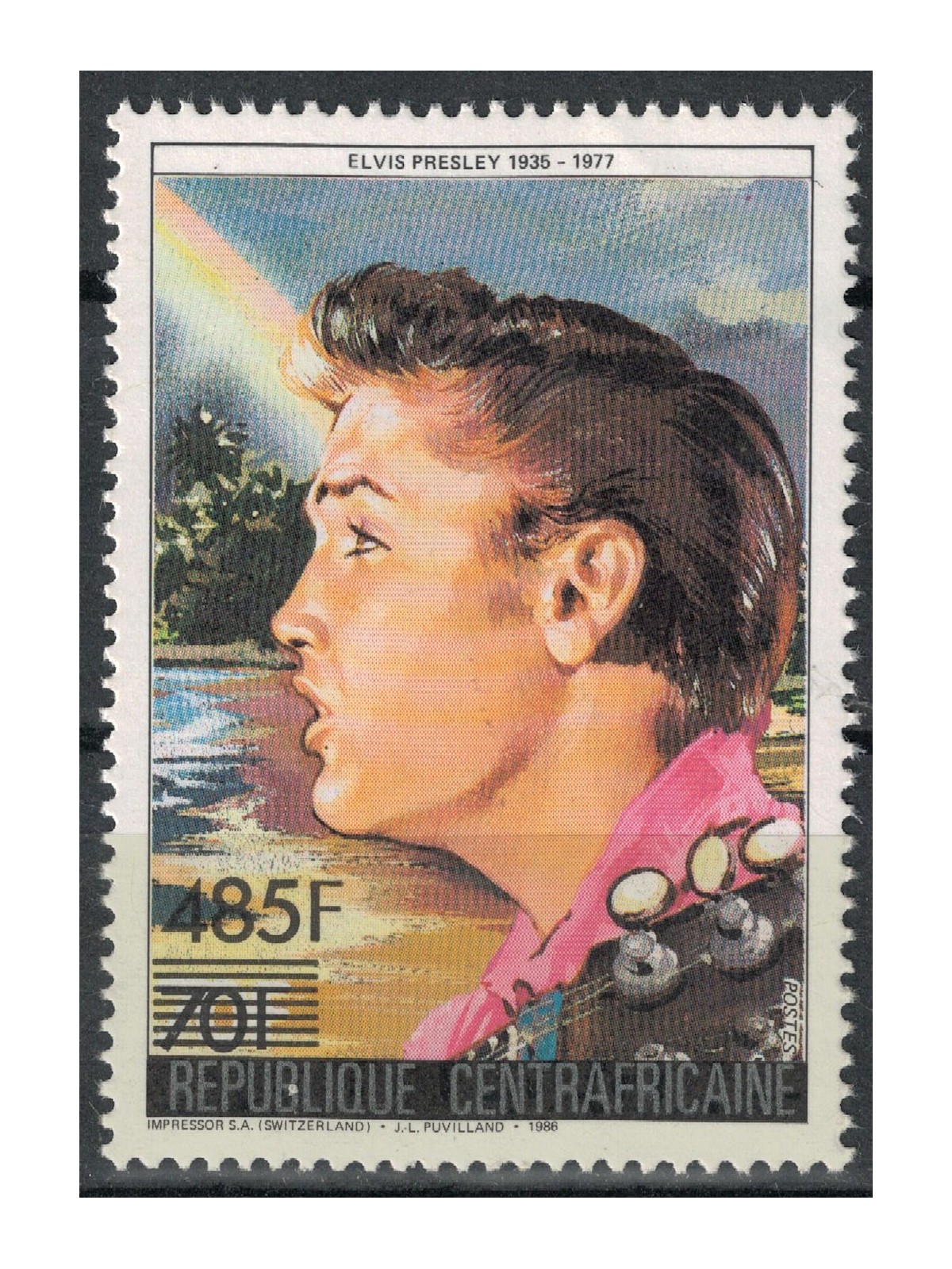 CENTRAL AFRICA 1986 Tribute to Elvis Presley (overprint) MNH**