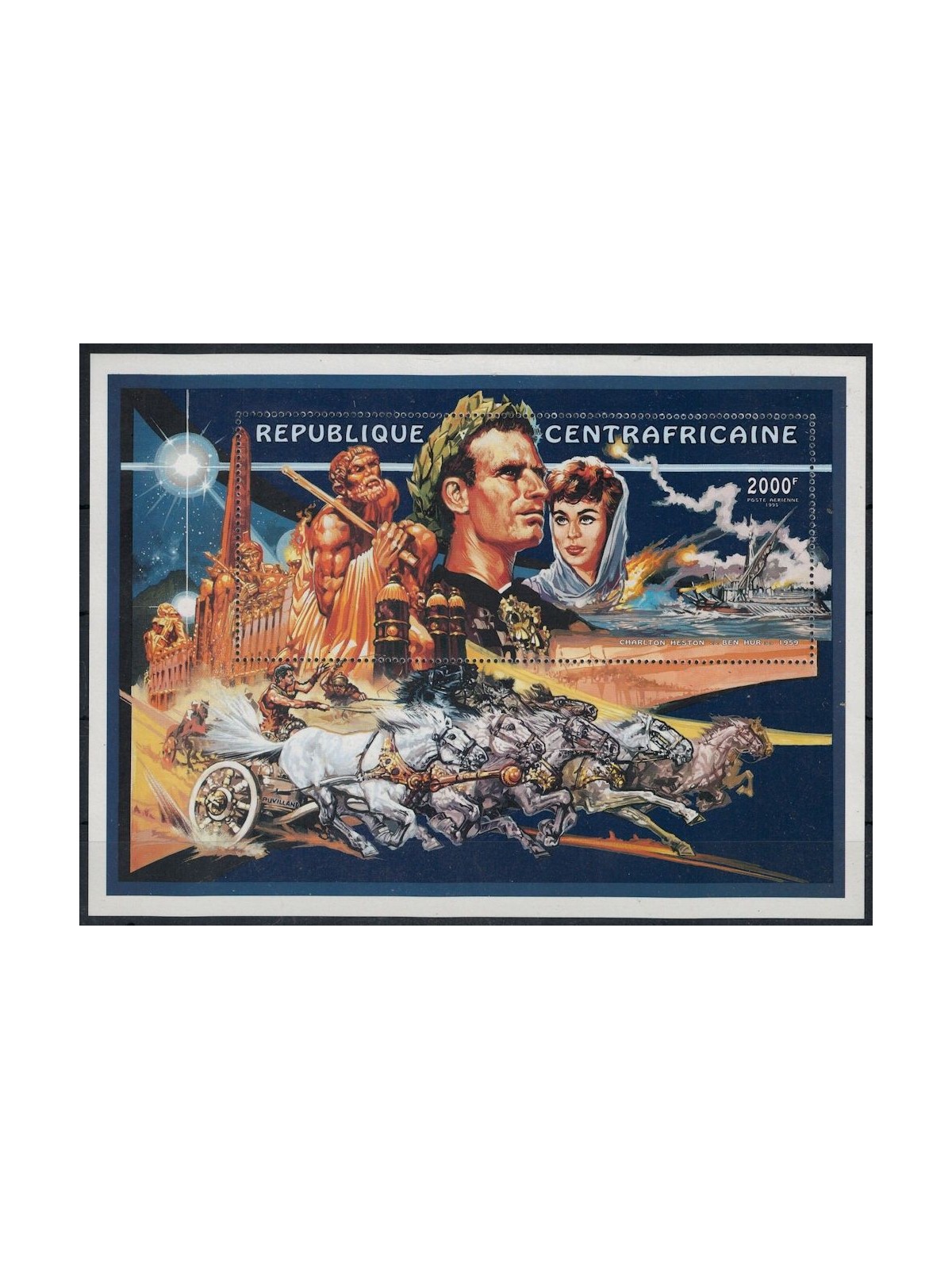 AFRICA CENTRALE 1995 Centenario del Cinema (Ben Hur) BF MNH**