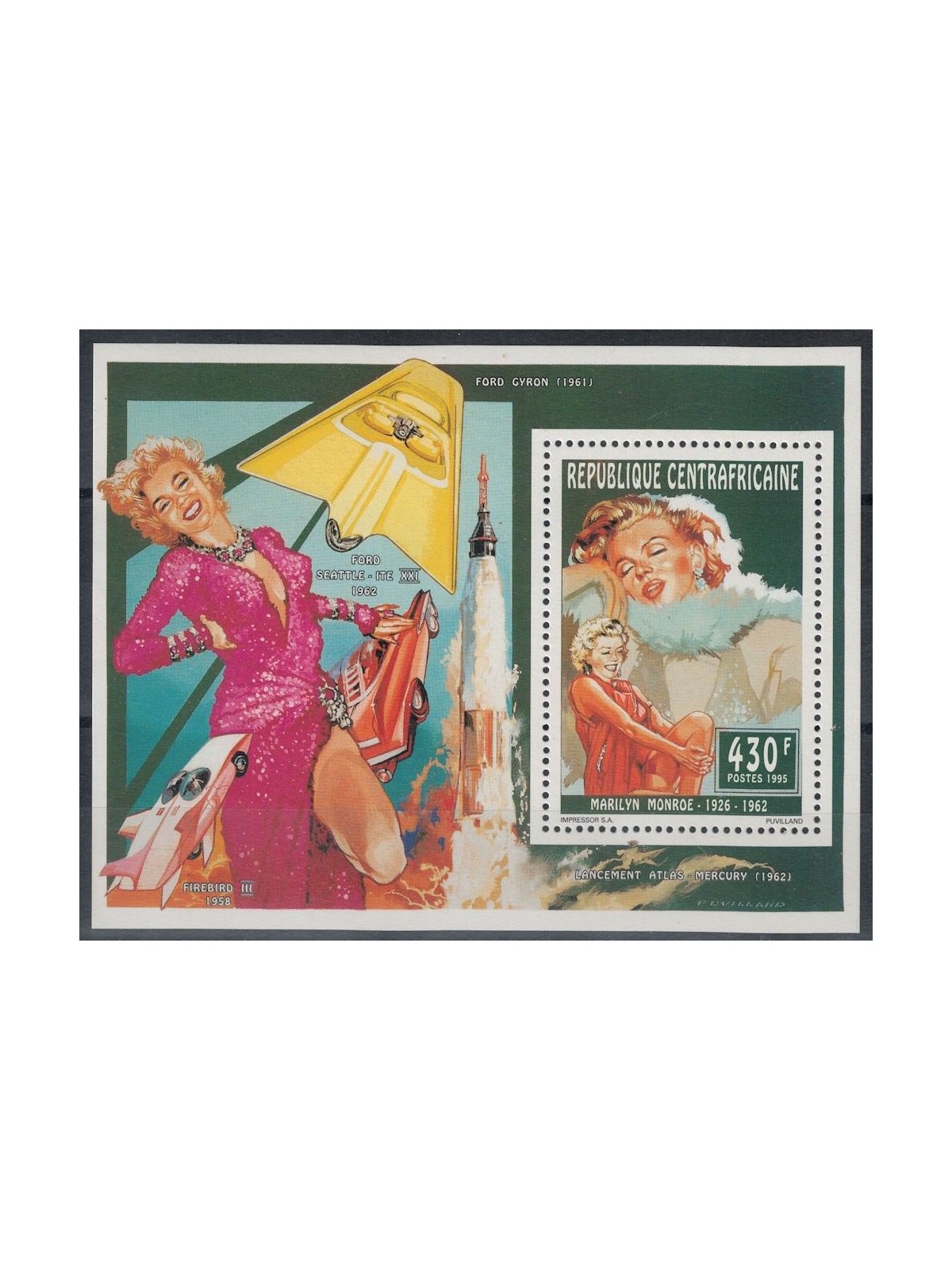 CENTRAL AFRICA 1995 Marilyn Monroe (sheet) MNH**