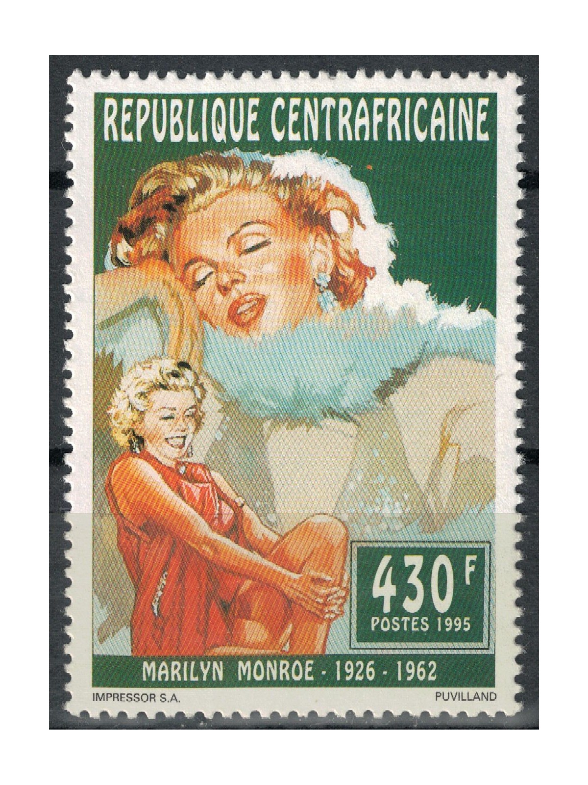CENTRAL AFRICA 1995 Marilyn Monroe MNH**