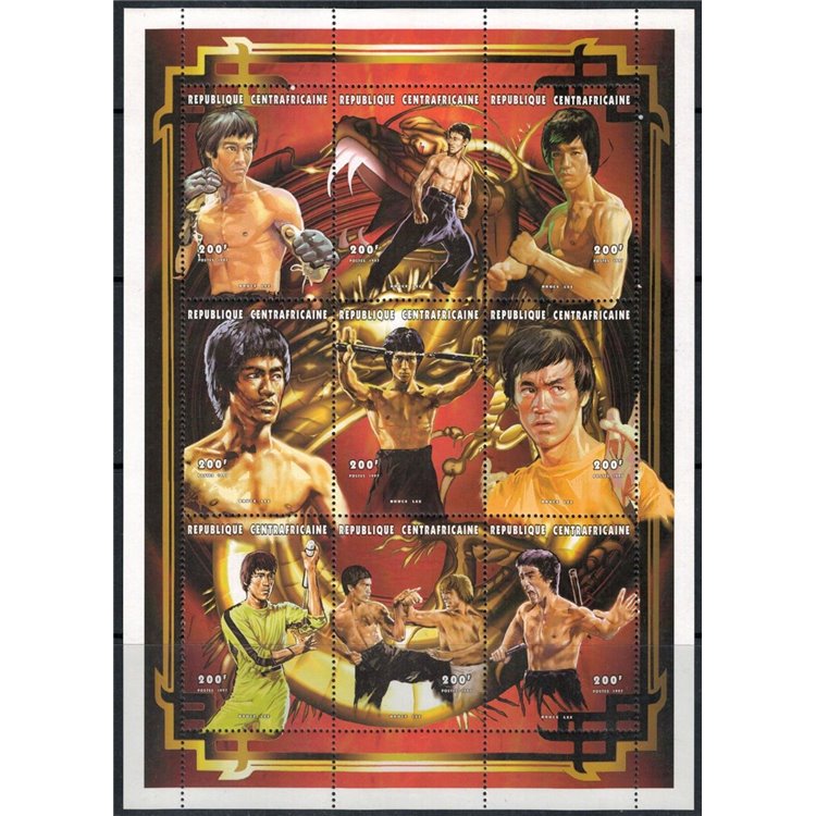 AFRICA CENTRALE 1997 Omaggio a Bruce Lee 9v MNH**