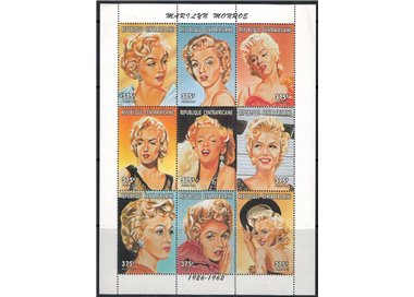 AFRICA CENTRALE 1997 Omaggio a Marilyn Monroe 9v MNH**