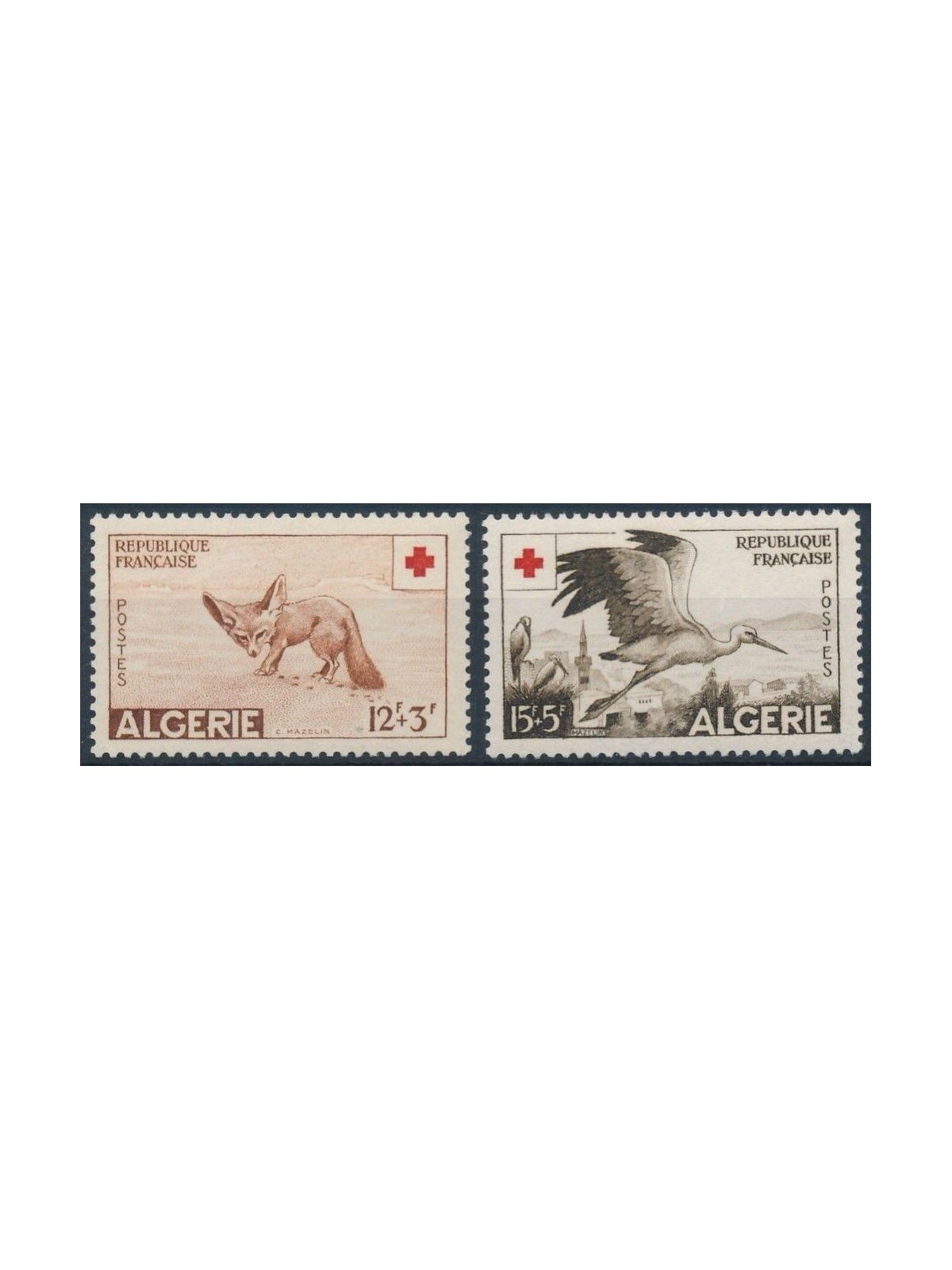 ALGERIA 1957 Pro Red Cross 2v MNH**