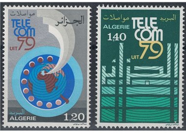 ALGERIA 1979 International Telecom Exhibition 2v MNH**