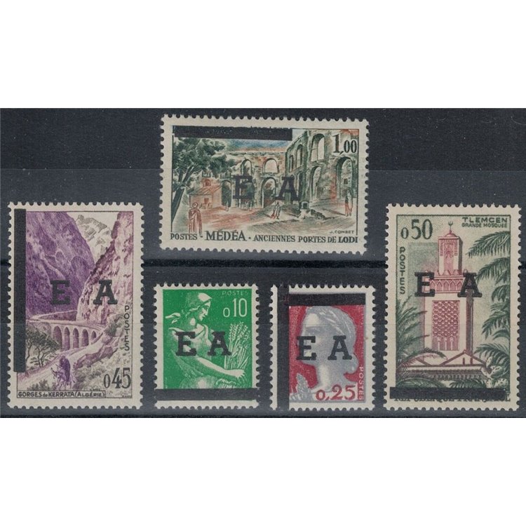 ALGERIA 1962 Soprastampati 5v MNH**